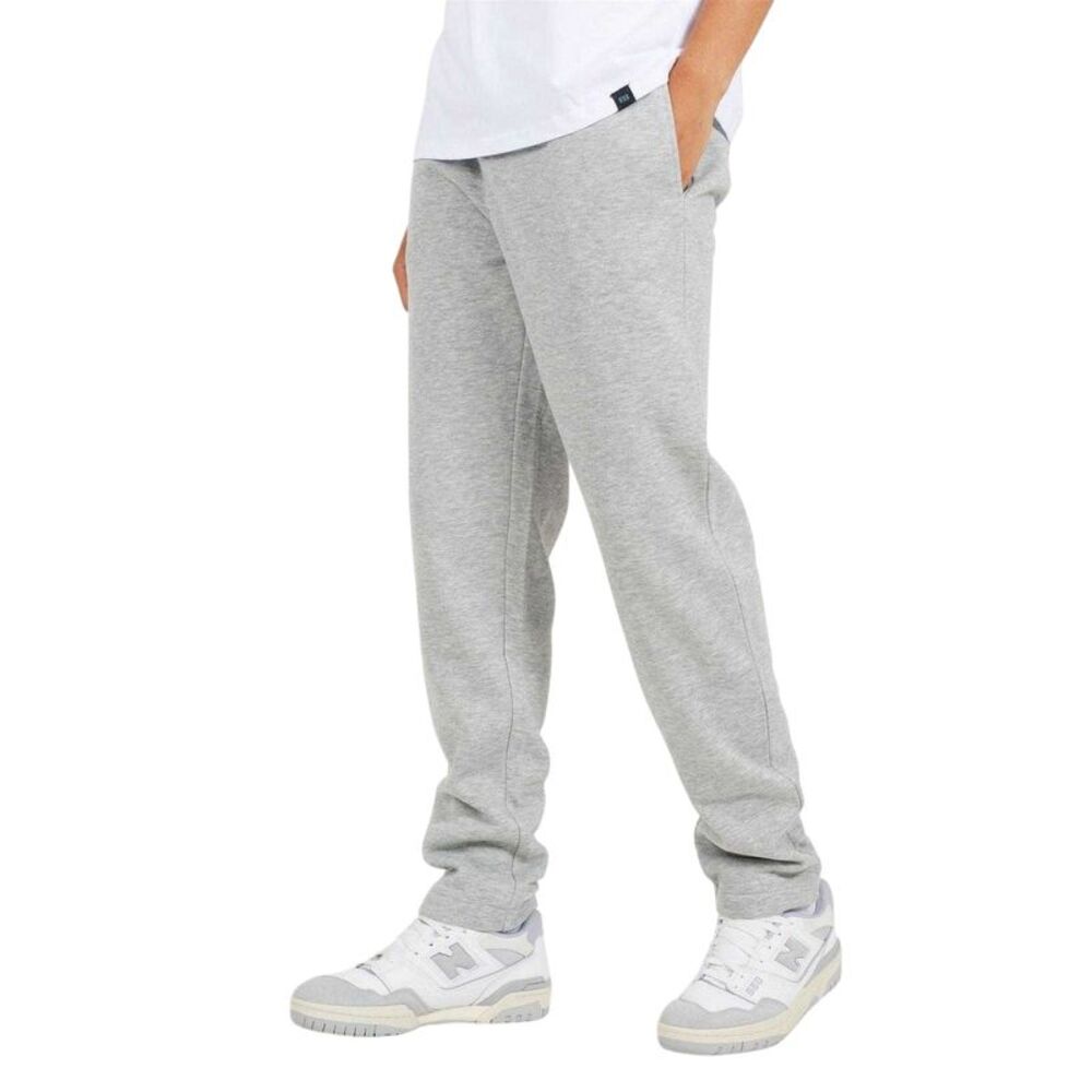 Brave Soul Mens Fleece Open Hem Straight Leg Sweatpants / Light Grey Marl